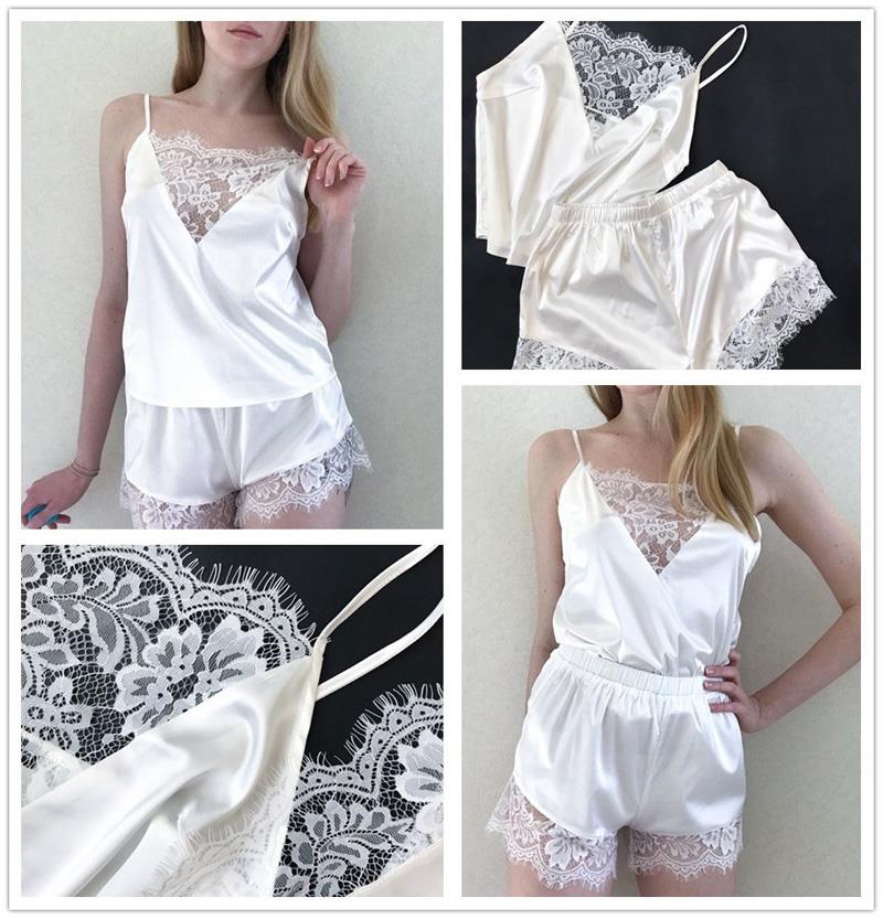 Sexy sleeveless strap pajama – White